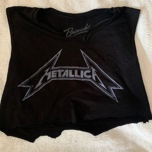 Thrifted Metallica Crop